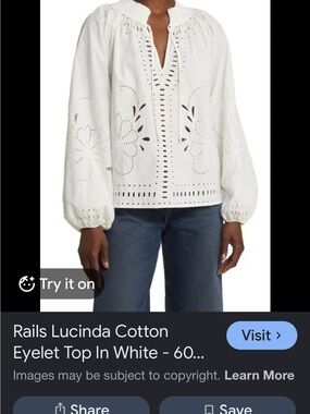 Rails White Lucinda Eyelet Cotton Blouse